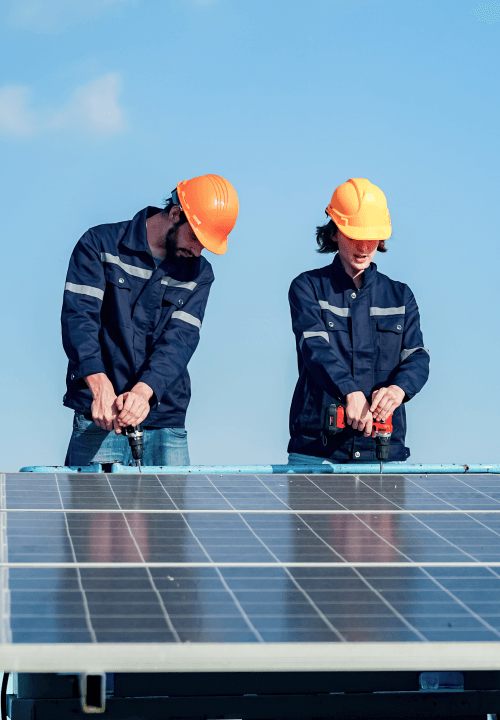 Solar panel installation workers